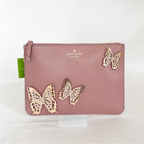 kate spade Handbags - NWT Kate Spade Gia Dusty Peony Butterfly Large Clutch/Wristlet